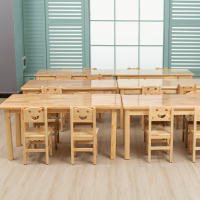 艺可恩实木桌椅培训班辅导班课桌椅 儿童学习桌樟子松小学生幼儿园桌子