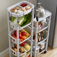 艺可恩厨房置物架菜篮子收纳用品家用大全塑料多层可移动落地蔬菜小推车