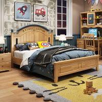 全实木儿童床男孩单人床1.5米现代简约卧室家具美式1.2米青少年床