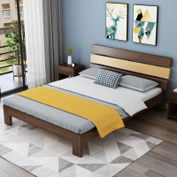 实木床现代简约1.8米1.5m双人床主卧家用经济型1.2米出租房单人床