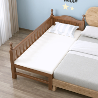 胡桃木儿童床加高护栏拼接床加宽大床边床婴儿床带延边抽屉单人床