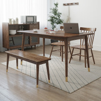北欧白蜡木餐桌全实木现代简约组合小户型家具木质胡桃木餐桌椅