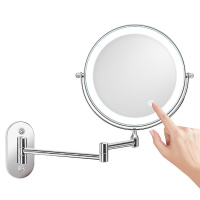 led美容镜壁挂化妆镜 浴室镜卫生间折叠镜子 放大双面妆镜伸缩镜