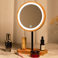 木质日光led化妆镜子台式带灯光网红ins桌面充电补光发光美妆梳妆
