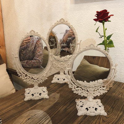欧式复古镜子便携网红台式化妆镜卧室桌面ins风少女心宿舍梳妆镜
