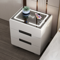 全实木智能床头柜简约现代无线充usb多功能储物柜北欧卧室烤漆柜