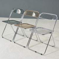 北欧折叠餐椅家用靠背网红透明椅子现代简约ins亚克力水晶化妆凳