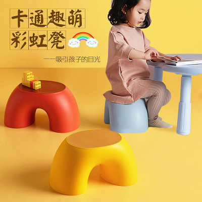 网红塑料小凳子家用加厚矮凳宝宝北欧懒人创意可爱儿童客厅圆板凳