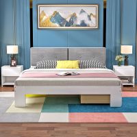 全实木床1.8米双人床软靠背成人主卧1.5米出租房现代简约1m单人床