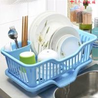 滴水碗架碗碟沥水架沥水碗架 塑料角架 厨房用睥睨碗柜厨具置物架|蓝色沥水篮+3个2.5L杂粮罐
