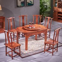 伸缩红木餐桌 家用两用实木折叠圆形中式原木多功能 刺猬紫檀圆桌