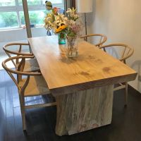 北欧风木头桌子长方形原木餐桌原生态服装店复古实木大板桌工作台