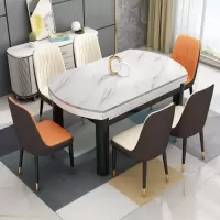 大理石餐桌简约现代餐桌可折叠伸缩餐桌家用户型饭桌实木餐椅餐桌