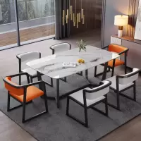 大理石餐桌椅组合北欧实木餐桌小户型西餐桌现代简约长方形饭桌