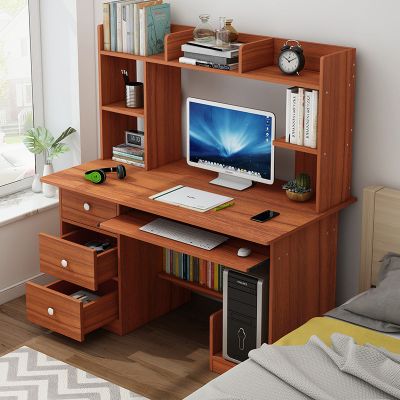 台式电脑桌家用书架书桌一体写字桌简易学生学习桌卧室办公小桌子