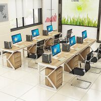 热卖职员办公桌单排员工电脑桌椅组合简约现代二人多人工作位屏风