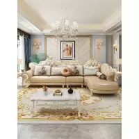 欧式真皮沙发组合小户型转角贵妃全实木简欧沙发轻奢客厅家具套装