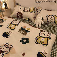 ins风卡通小清新四件套床上用品小熊熊日式简约可爱1.5m被套床单