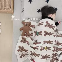 ins韩国新生婴童纯棉针织毯子可爱小熊盖毯午睡空调被子外出毛毯