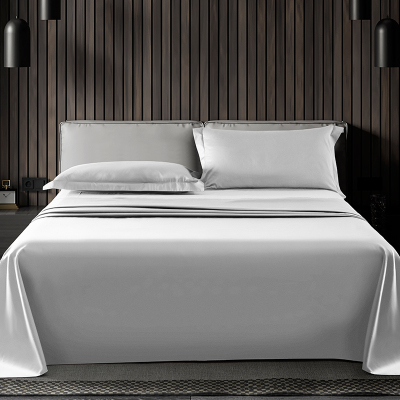 床单单件100支纯棉全棉纯色贡缎被单匹马棉白色双人1.8米