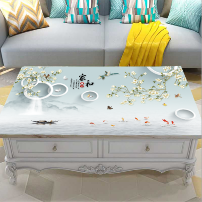 pvc环保软玻璃3d印花防水防烫防油客厅茶几床头柜餐卓垫多用桌布