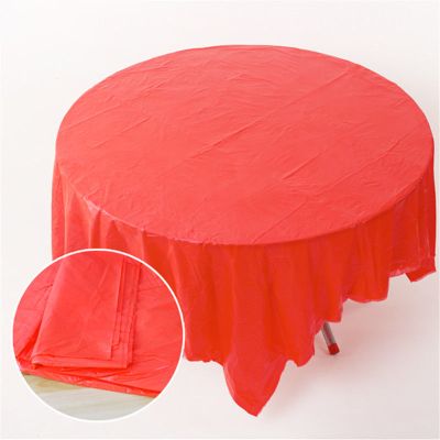 多规格一次性桌布红色家用防水防油婚庆喜宴酒席圆桌方桌塑料透明