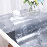 60-100 软玻璃pvc桌布防水防烫防油磨砂透明波斯菊水晶板可