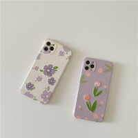 ins风小众艺术紫色刺绣花朵适用11pro/max苹果x/xs/xr/se手机壳iphone7p女8plus防摔个性创意