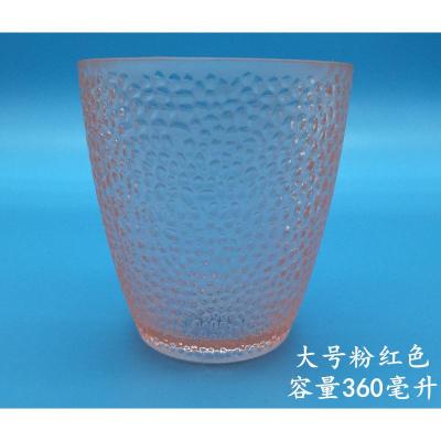耐摔杯子塑料饮料水杯随手杯家用喝水杯子亚克力茶杯个性简C杯 大号粉红色360ML