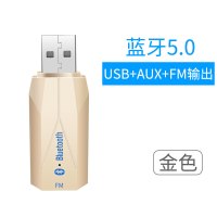 金色【USB+AUX+FM输出】蓝牙5.0 标配|车载usb蓝牙音频接收器aux连接器fm多功能汽车收音机音响音箱转换功