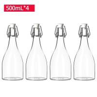 500ml(4支装)[收藏加购送漏斗] 密封酒瓶空瓶泡酒玻璃瓶带盖家用高档药酒红酒白酒装酒瓶子一斤装