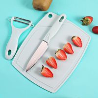 [颜色随机]不锈钢水果刀套装削皮刀菜板厨房家用辅食刀具三件套