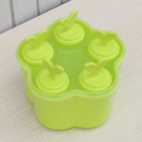 创意儿童雪糕模具塑料家用自制冰激凌做冰棒冰淇淋冰格冰棍制冰盒 敬平 绿色小花款(带底座)