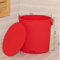 搬家红色米桶 塑料收纳桶多用桶带盖储物沐浴凳桶可坐米桶水桶家 敬平 红色[小号]1个装21cm高米箱/桶/缸
