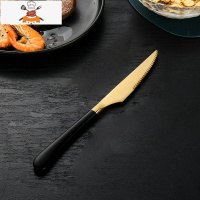 刀叉盘子套装不锈钢西餐餐具牛排刀两件套家用欧式刀叉勺三件套 敬平 黑色牛排刀-单刀
