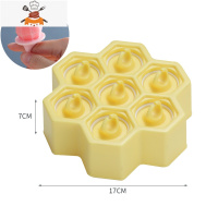 儿童冰棒盒可爱雪糕冰淇淋模具冰格冰棍迷你家用冻冰块儿模具冰模 敬平 七格冰棒模具[柠檬黄]