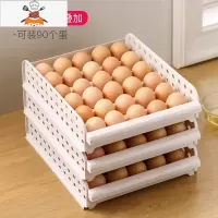 冰箱用放鸡蛋的收纳盒厨房抽屉式保鲜鸡蛋盒收纳蛋盒架托装鸡蛋盒 敬平 三层抽拉式(可叠加)厨房收纳盒