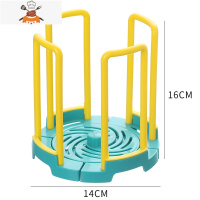 旋转伸缩放碗架厨房餐具开放式台面收纳盒带沥水小型碗盘置物架 敬平 蓝黄色餐具架