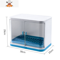 碗筷沥水收纳盒箱放厨房台面家用带盖防蟑螂装碗碟餐具置物架碗柜 敬平 加大号单层蓝[加固款]餐具架