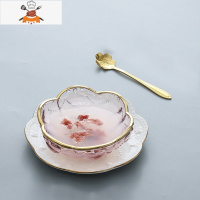 敬平创意日式金边樱花玻璃碗燕窝碗甜品碗糖水银耳汤碗盅雪糕沙拉碗