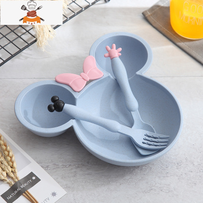 敬平小麦秸秆餐具可爱卡通婴儿碗宝宝碗家用塑料儿童吃饭碗防摔碗套装