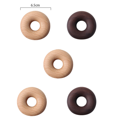 北欧创意木质甜甜圈封口夹食品咖啡茶叶密封夹子封口条|榉木甜甜圈夹X3+胡桃木甜甜圈夹X2