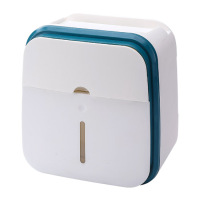 卫生间纸巾盒免打孔厕所卫生巾收纳架家用抽纸盒卷纸置物架|墨绿色