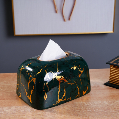美式陶瓷家用抽纸盒欧式客厅中式创意装饰纸抽盒餐巾纸纸巾盒摆件|翠绿色碧水绿