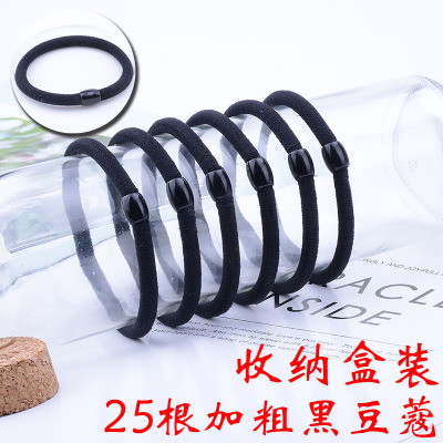 橡皮筋女扎头发绳韩国简约发圈黑色皮套加粗高弹力成人札头绳饰品|25根加粗黑豆蔻主图款