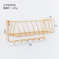 ins门后挂钩壁挂免打孔墙壁进门钥匙挂架收纳门口装饰墙上挂衣钩|大号金色六钩