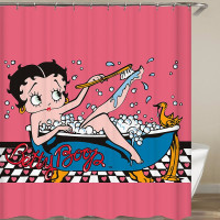 Betty Boop贝蒂防水浴帘涤纶布卫生间窗帘墙布挂帘拉帘浴室帘 三维工匠