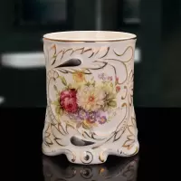 家用漱口杯创意欧式陶瓷刷牙杯子情侣新婚刷牙洗漱杯浴室套装牙缸 三维工匠 欧式玫瑰花1个