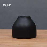 中式黑白色简约陶瓷小花瓶家居装饰品摆件日式极简花插 三维工匠 B款黑色