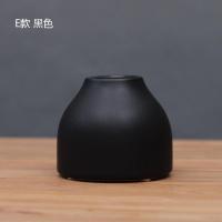 中式黑白色简约陶瓷小花瓶家居装饰品摆件日式极简花插 三维工匠 D款黑色